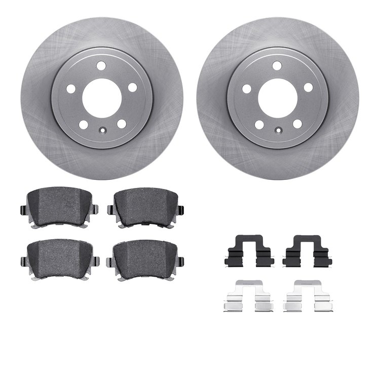 6312-73062 Brake Rotors with 3000-Series Ceramic Brake Pads Kit with Hardware, 2000-2009 Audi/Volkswagen, Position: Rear