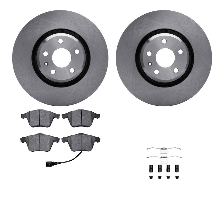 6312-73065 Brake Rotors with 3000-Series Ceramic Brake Pads Kit with Hardware, 2008-2011 Audi/Volkswagen, Position: Front