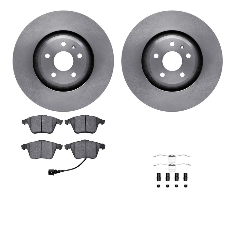 6312-73066 Brake Rotors with 3000-Series Ceramic Brake Pads Kit with Hardware, 2012-2015 Audi/Volkswagen, Position: Front