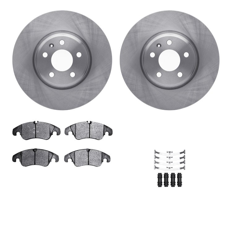 6312-73070 Brake Rotors with 3000-Series Ceramic Brake Pads Kit with Hardware, 2012-2017 Audi/Volkswagen, Position: Front