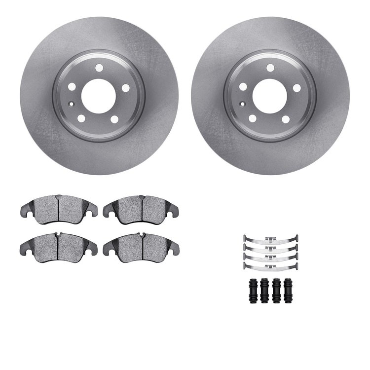 6312-73071 Brake Rotors with 3000-Series Ceramic Brake Pads Kit with Hardware, 2009-2012 Audi/Volkswagen, Position: Front