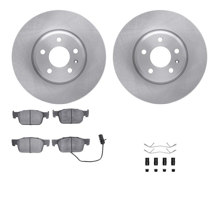 6312-73096 Brake Rotors with 3000-Series Ceramic Brake Pads Kit with Hardware, Fits Select Audi/Volkswagen, Position: Front