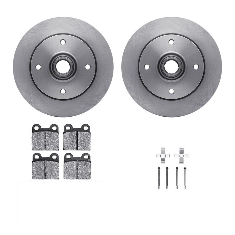 6312-74001 Brake Rotors with 3000-Series Ceramic Brake Pads Kit with Hardware, 1965-1972 Audi/Volkswagen, Position: Front