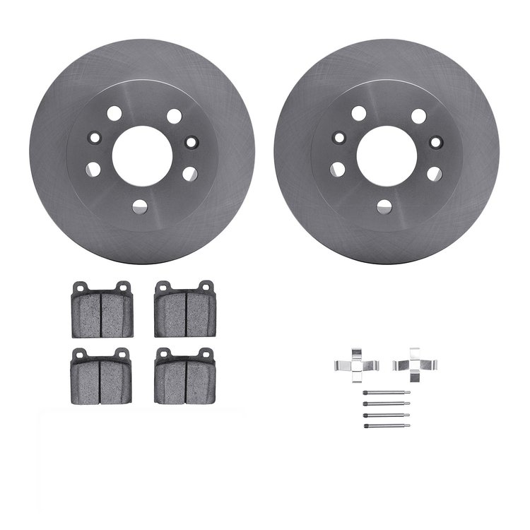 6312-74005 Brake Rotors with 3000-Series Ceramic Brake Pads Kit with Hardware, 1972-1978 Audi/Volkswagen, Position: Front