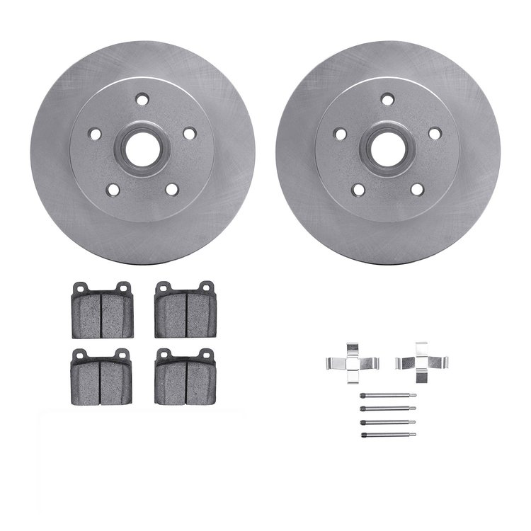 6312-74006 Brake Rotors with 3000-Series Ceramic Brake Pads Kit with Hardware, 1979-1985 Audi/Volkswagen, Position: Front
