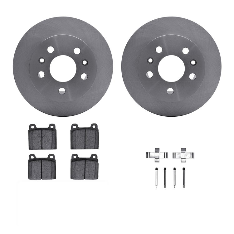 6312-74008 Brake Rotors with 3000-Series Ceramic Brake Pads Kit with Hardware, 1972-1972 Audi/Volkswagen, Position: Front