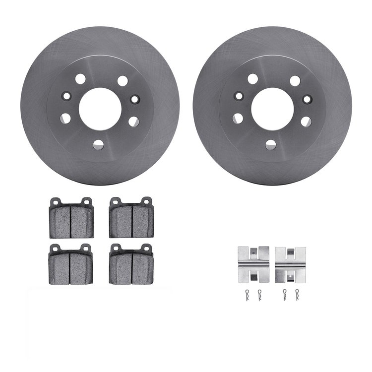 6312-74009 Brake Rotors with 3000-Series Ceramic Brake Pads Kit with Hardware, 1973-1978 Audi/Volkswagen, Position: Front