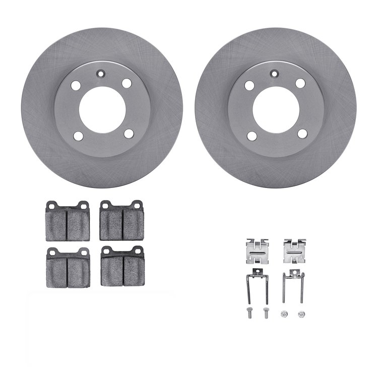 6312-74013 Brake Rotors with 3000-Series Ceramic Brake Pads Kit with Hardware, 1973-1980 Audi/Volkswagen, Position: Front