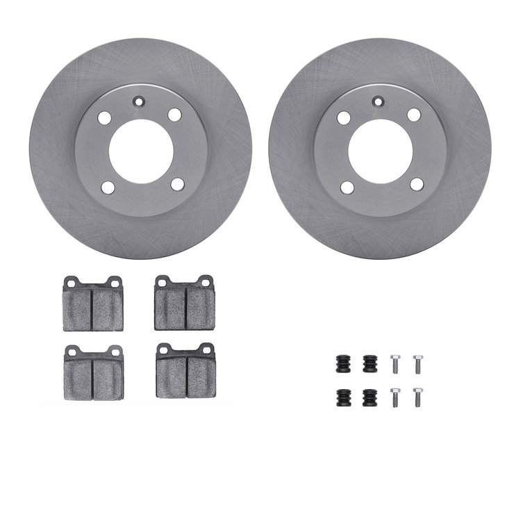6312-74015 Brake Rotors with 3000-Series Ceramic Brake Pads Kit with Hardware, 1977-1977 Audi/Volkswagen, Position: Front
