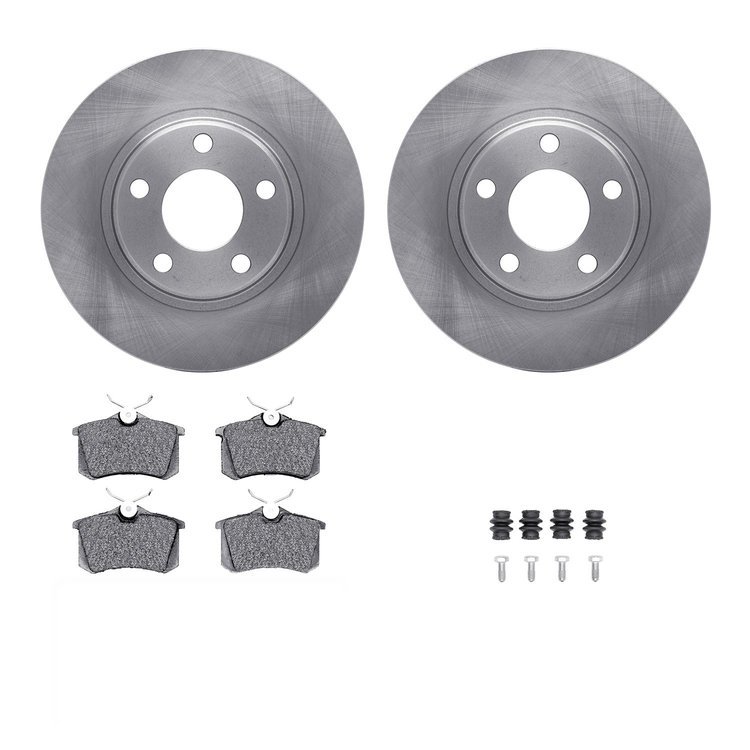 6312-74032 Brake Rotors with 3000-Series Ceramic Brake Pads Kit with Hardware, 2001-2003 Audi/Volkswagen, Position: Rear