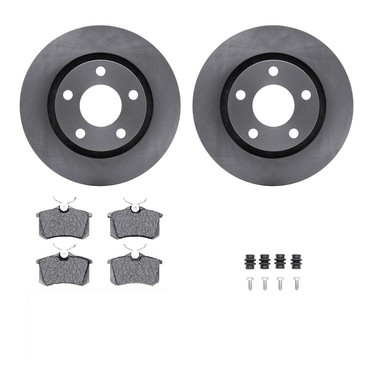 6312-74034 Brake Rotors with 3000-Series Ceramic Brake Pads Kit with Hardware, 1999-2004 Audi/Volkswagen, Position: Rear