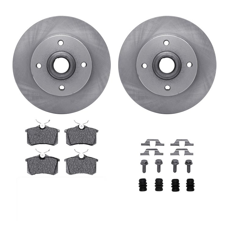 6312-74035 Brake Rotors with 3000-Series Ceramic Brake Pads Kit with Hardware, 1999-1999 Audi/Volkswagen, Position: Rear