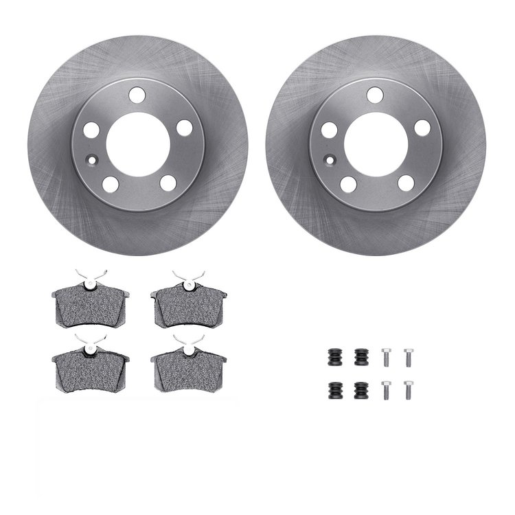 6312-74041 Brake Rotors with 3000-Series Ceramic Brake Pads Kit with Hardware, 1998-1998 Audi/Volkswagen, Position: Rear