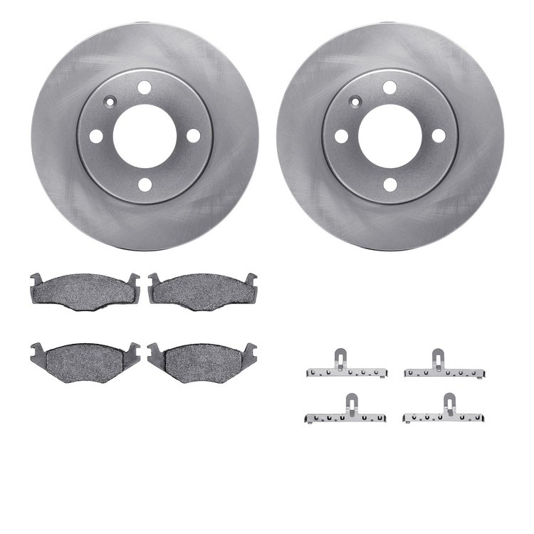 6312-74044 Brake Rotors with 3000-Series Ceramic Brake Pads Kit with Hardware, 1984-1993 Audi/Volkswagen, Position: Front