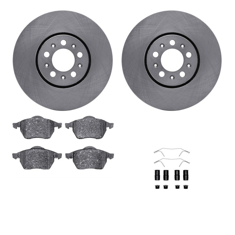 6312-74051 Brake Rotors with 3000-Series Ceramic Brake Pads Kit with Hardware, 1996-1998 Audi/Volkswagen, Position: Front