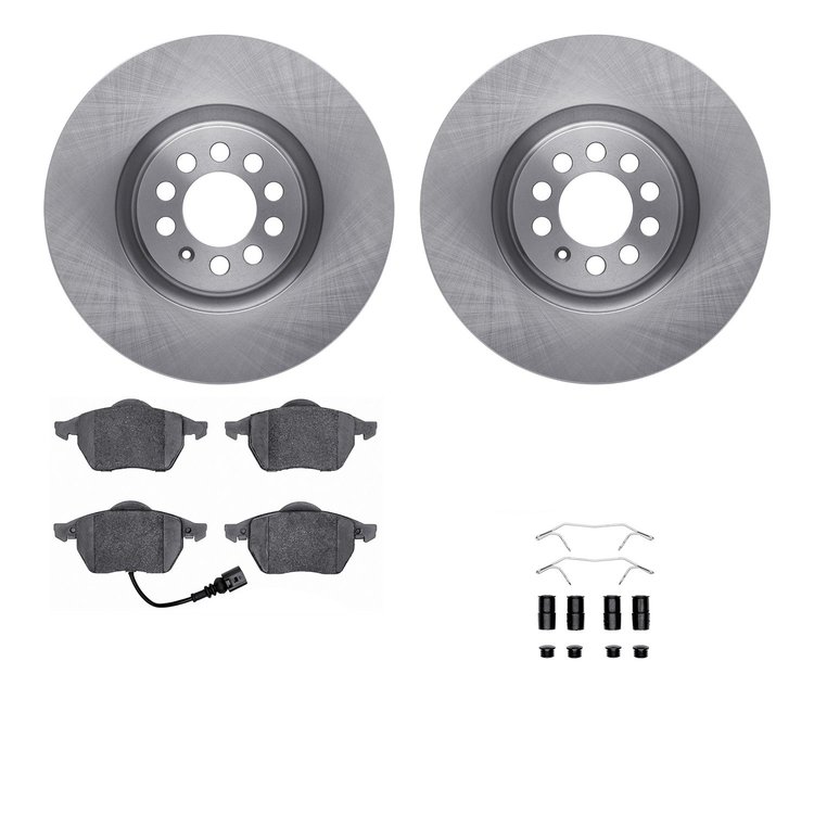 6312-74054 Brake Rotors with 3000-Series Ceramic Brake Pads Kit with Hardware, 2000-2006 Audi/Volkswagen, Position: Front