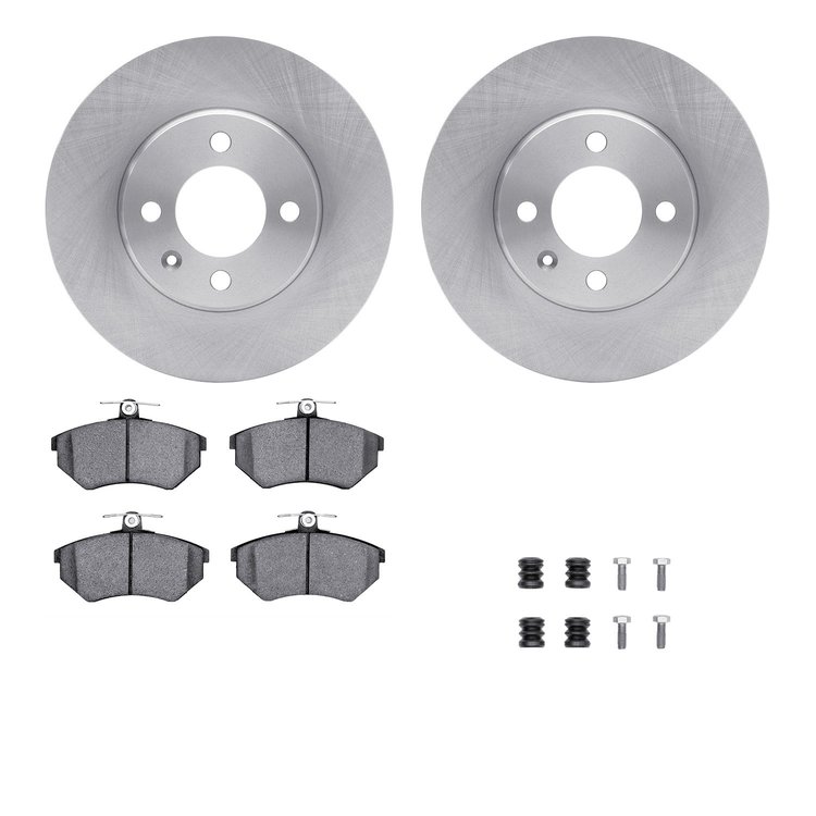 6312-74056 Brake Rotors with 3000-Series Ceramic Brake Pads Kit with Hardware, 1986-2002 Audi/Volkswagen, Position: Front