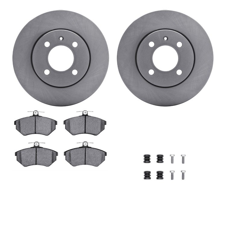 6312-74057 Brake Rotors with 3000-Series Ceramic Brake Pads Kit with Hardware, 1984-1984 Audi/Volkswagen, Position: Front