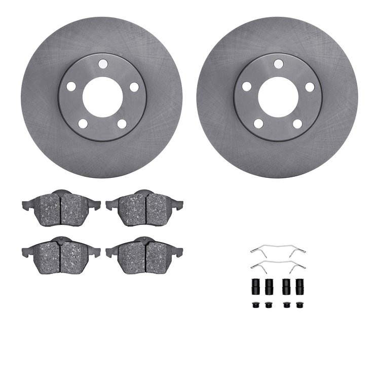 6312-74062 Brake Rotors with 3000-Series Ceramic Brake Pads Kit with Hardware, 1998-1998 Audi/Volkswagen, Position: Front