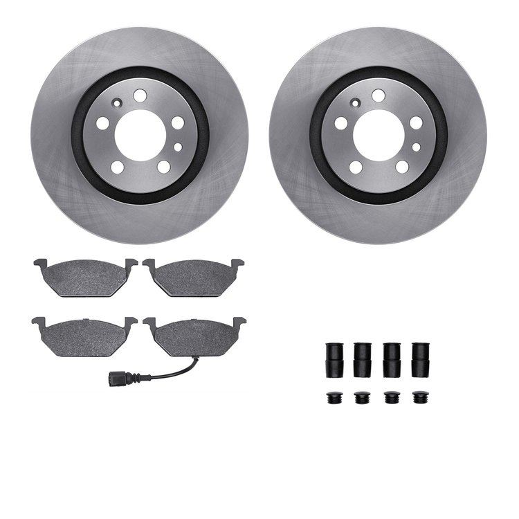 6312-74063 Brake Rotors with 3000-Series Ceramic Brake Pads Kit with Hardware, 1998-2015 Audi/Volkswagen, Position: Front