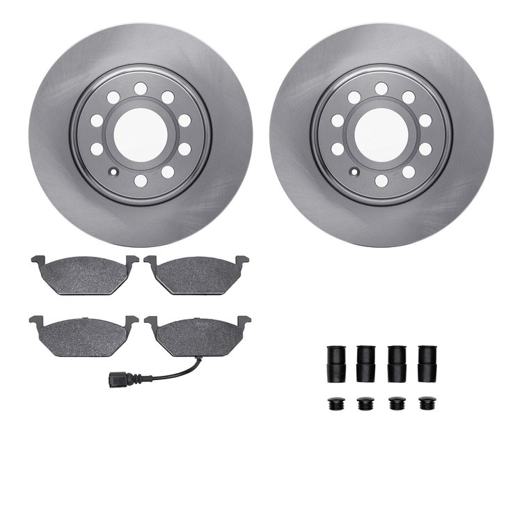 6312-74064 Brake Rotors with 3000-Series Ceramic Brake Pads Kit with Hardware, 2011-2015 Audi/Volkswagen, Position: Front