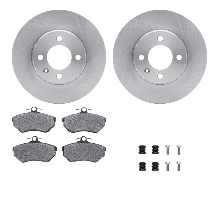 6312-74068 Brake Rotors with 3000-Series Ceramic Brake Pads Kit with Hardware, 1993-1993 Audi/Volkswagen, Position: Front
