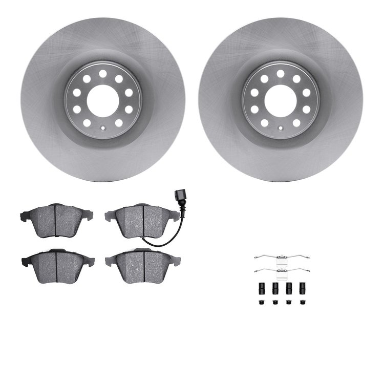 6312-74075 Brake Rotors with 3000-Series Ceramic Brake Pads Kit with Hardware, 2006-2011 Audi/Volkswagen, Position: Front