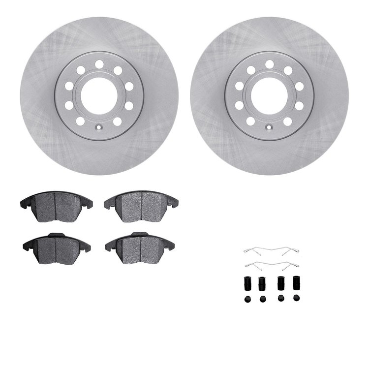 6312-74079 Brake Rotors with 3000-Series Ceramic Brake Pads Kit with Hardware, 2005-2018 Audi/Volkswagen, Position: Front