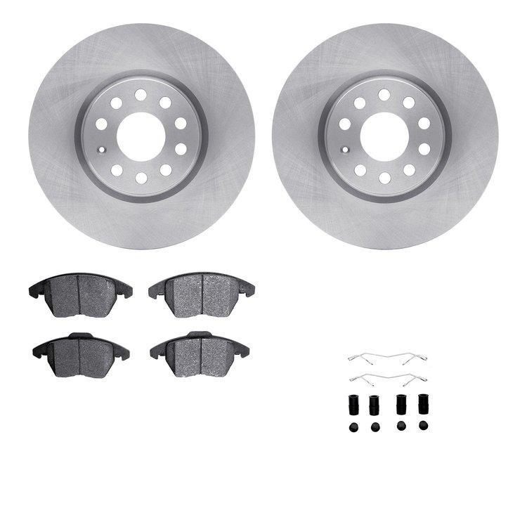 6312-74080 Brake Rotors with 3000-Series Ceramic Brake Pads Kit with Hardware, 2005-2017 Audi/Volkswagen, Position: Front
