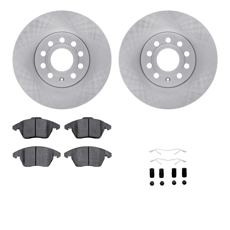 6312-74081 Brake Rotors with 3000-Series Ceramic Brake Pads Kit with Hardware, 2011-2019 Audi/Volkswagen, Position: Front