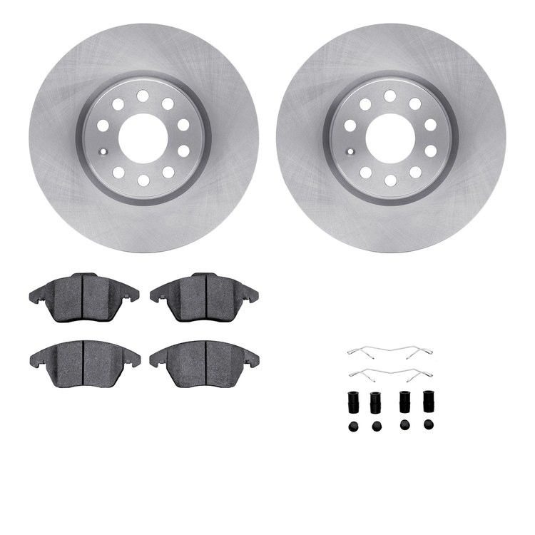 6312-74082 Brake Rotors with 3000-Series Ceramic Brake Pads Kit with Hardware, 2005-2018 Audi/Volkswagen, Position: Front