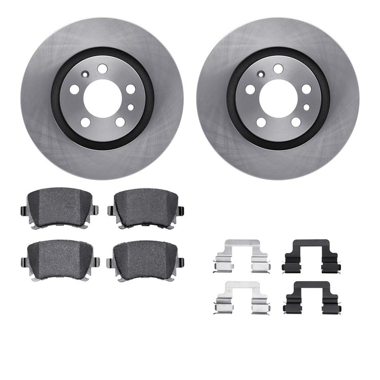 6312-74083 Brake Rotors with 3000-Series Ceramic Brake Pads Kit with Hardware, 2006-2021 Audi/Volkswagen, Position: Rear