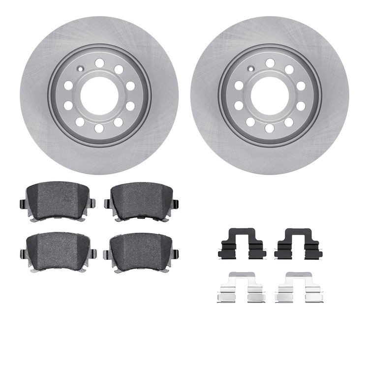 6312-74085 Brake Rotors with 3000-Series Ceramic Brake Pads Kit with Hardware, 2005-2018 Audi/Volkswagen, Position: Rear