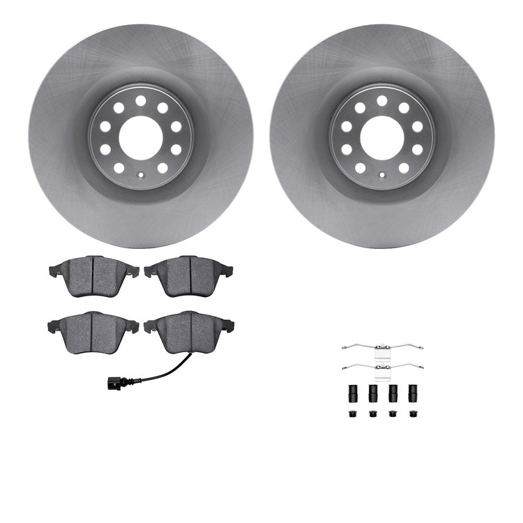 6312-74086 Brake Rotors with 3000-Series Ceramic Brake Pads Kit with Hardware, 2008-2013 Audi/Volkswagen, Position: Front
