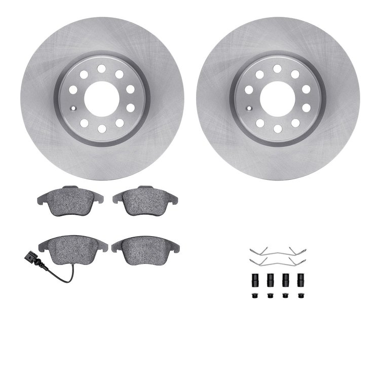 6312-74088 Brake Rotors with 3000-Series Ceramic Brake Pads Kit with Hardware, 2009-2020 Audi/Volkswagen, Position: Front