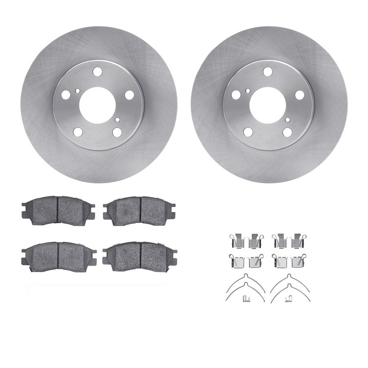 6312-75003 Brake Rotors with 3000-Series Ceramic Brake Pads Kit with Hardware, 1992-1998 Lexus/Toyota/Scion, Position: Front