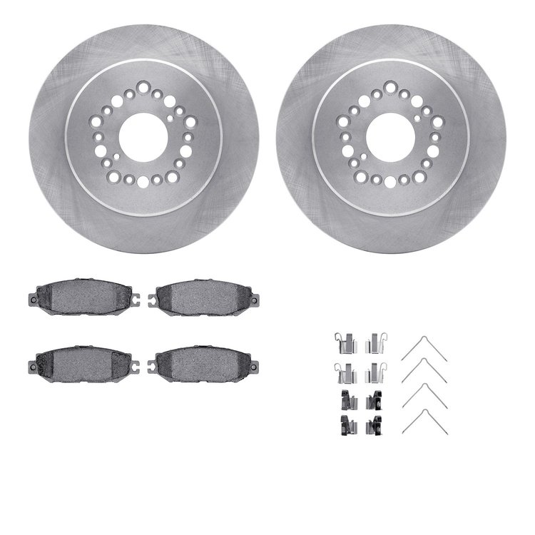 6312-75009 Brake Rotors with 3000-Series Ceramic Brake Pads Kit with Hardware, 1993-2000 Lexus/Toyota/Scion, Position: Rear