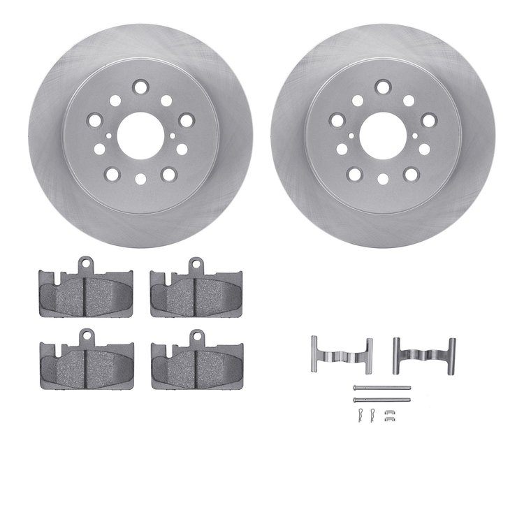 6312-75014 Brake Rotors with 3000-Series Ceramic Brake Pads Kit with Hardware, 2001-2006 Lexus/Toyota/Scion, Position: Rear