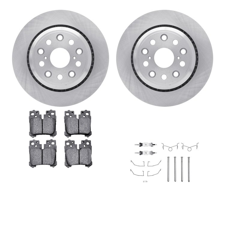 6312-75026 Brake Rotors with 3000-Series Ceramic Brake Pads Kit with Hardware, 2007-2017 Lexus/Toyota/Scion, Position: Rear