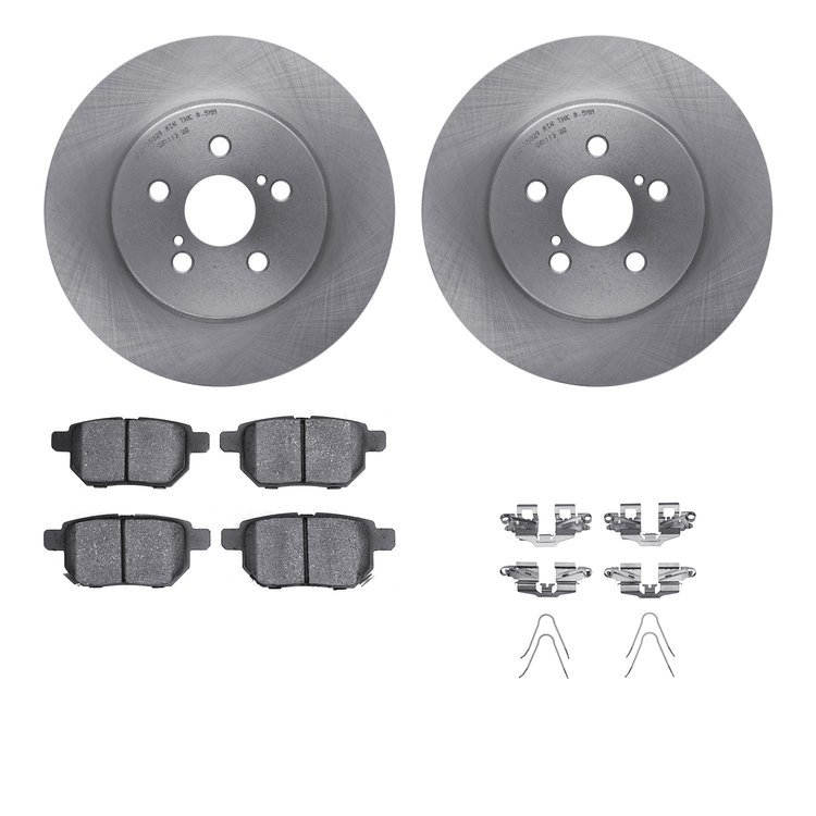 6312-75035 Brake Rotors with 3000-Series Ceramic Brake Pads Kit with Hardware, 2011-2017 Lexus/Toyota/Scion, Position: Rear
