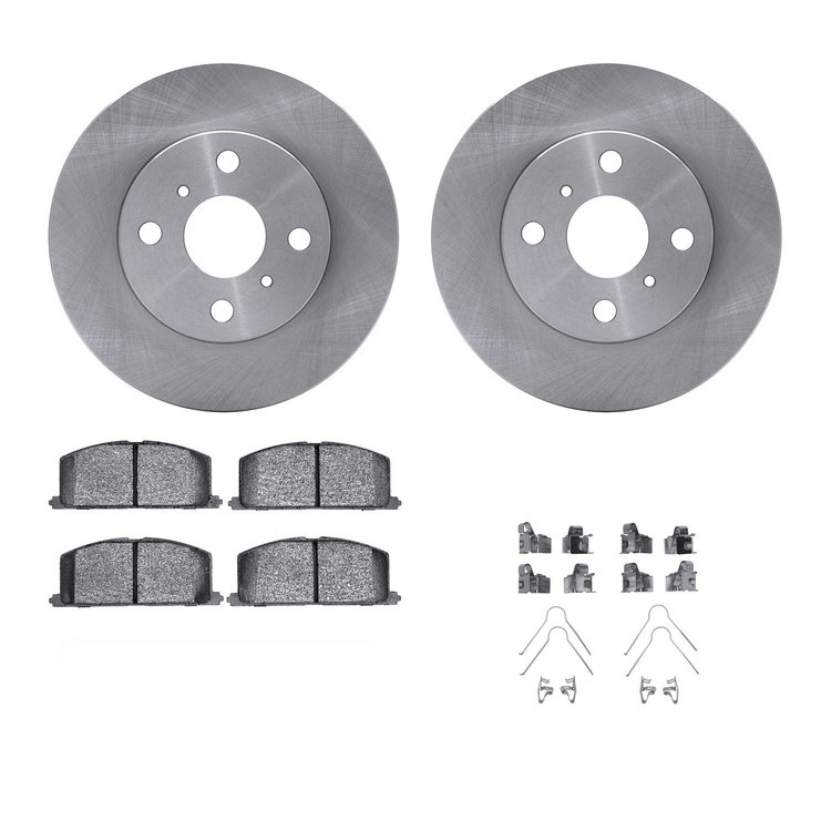 6312-76030 Brake Rotors with 3000-Series Ceramic Brake Pads Kit with Hardware, 1983-1990 Lexus/Toyota/Scion, Position: Front