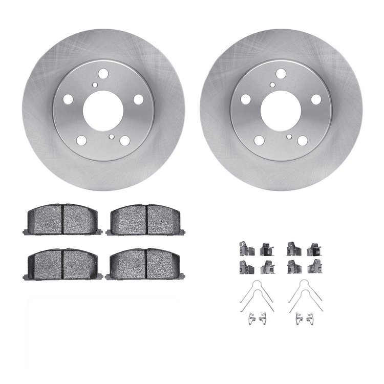 6312-76038 Brake Rotors with 3000-Series Ceramic Brake Pads Kit with Hardware, 1991-1995 Lexus/Toyota/Scion, Position: Front