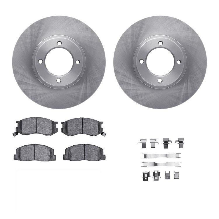 6312-76043 Brake Rotors with 3000-Series Ceramic Brake Pads Kit with Hardware, 1986-1989 Lexus/Toyota/Scion, Position: Front