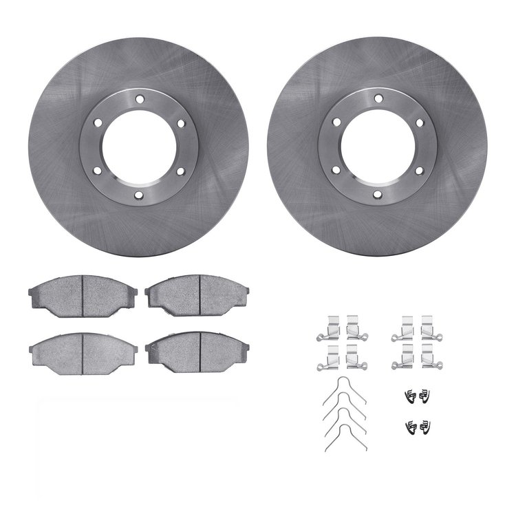 6312-76047 Brake Rotors with 3000-Series Ceramic Brake Pads Kit with Hardware, 1989-1993 Lexus/Toyota/Scion, Position: Front