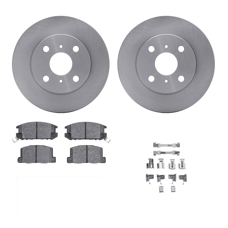 6312-76049 Brake Rotors with 3000-Series Ceramic Brake Pads Kit with Hardware, 1985-1986 Lexus/Toyota/Scion, Position: Rear