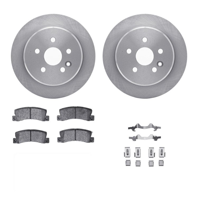 6312-76051 Brake Rotors with 3000-Series Ceramic Brake Pads Kit with Hardware, 1986-1993 Lexus/Toyota/Scion, Position: Rear