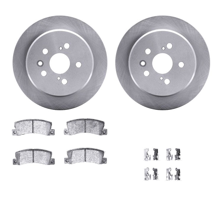 6312-76053 Brake Rotors with 3000-Series Ceramic Brake Pads Kit with Hardware, 1988-1991 Lexus/Toyota/Scion, Position: Rear
