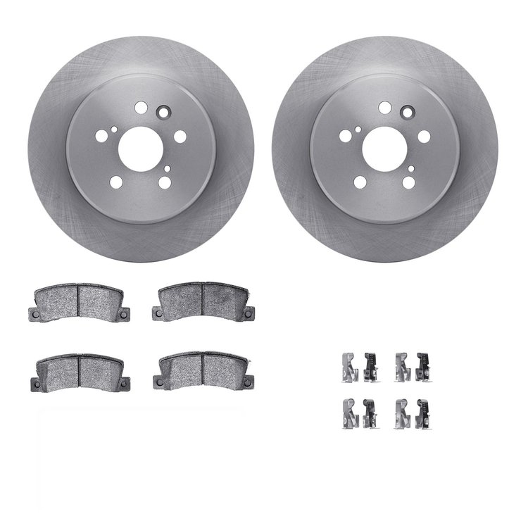 6312-76054 Brake Rotors with 3000-Series Ceramic Brake Pads Kit with Hardware, 1990-1993 Lexus/Toyota/Scion, Position: Rear
