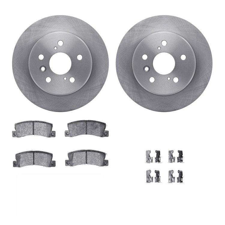 6312-76055 Brake Rotors with 3000-Series Ceramic Brake Pads Kit with Hardware, 1992-1996 Lexus/Toyota/Scion, Position: Rear