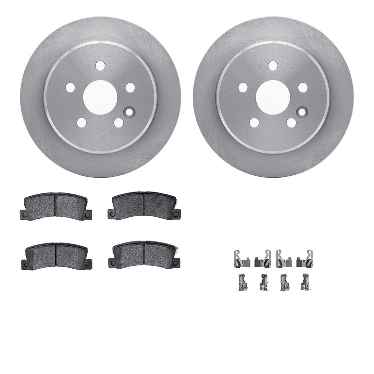 6312-76059 Brake Rotors with 3000-Series Ceramic Brake Pads Kit with Hardware, 1990-1991 Lexus/Toyota/Scion, Position: Rear